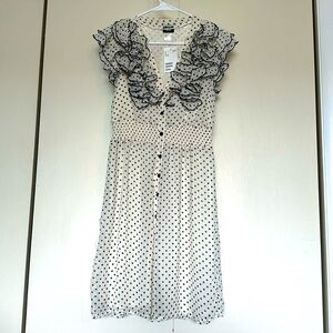 H&M 40’s Style Black and White Polka Dot Knee Length Dress Size 6 NWT